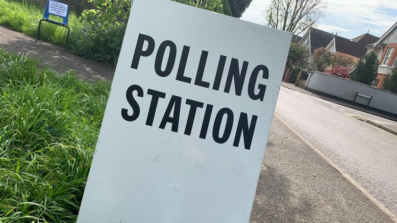 Polling station sign
