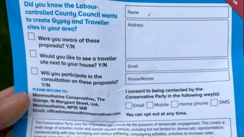 No police action for gypsy leaflet MP