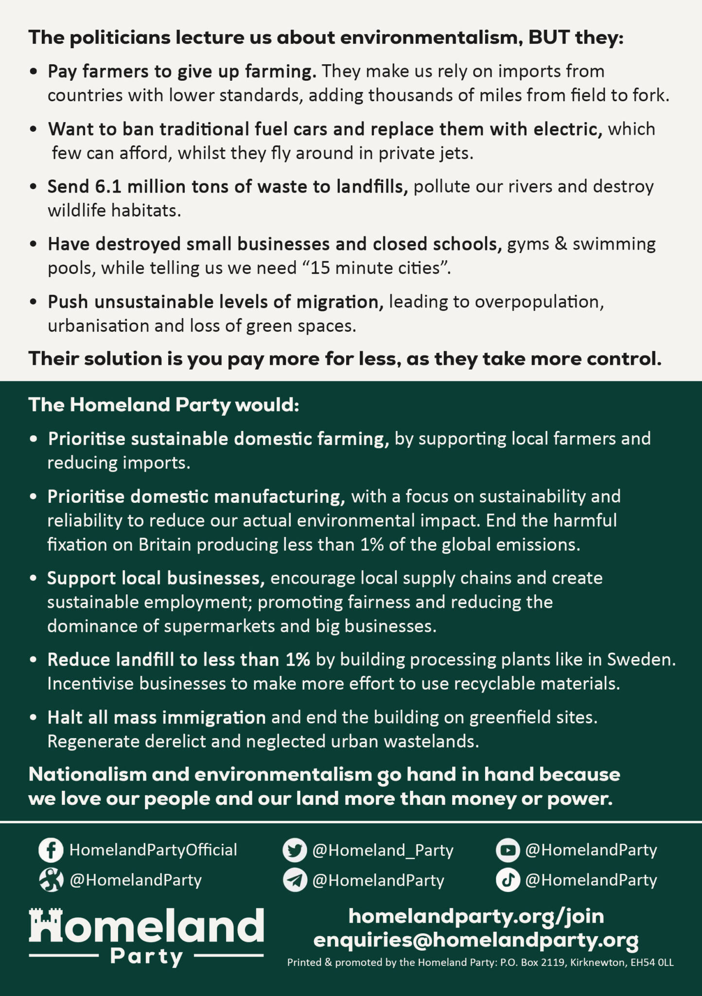 Environmental Policy - Homeland Party
